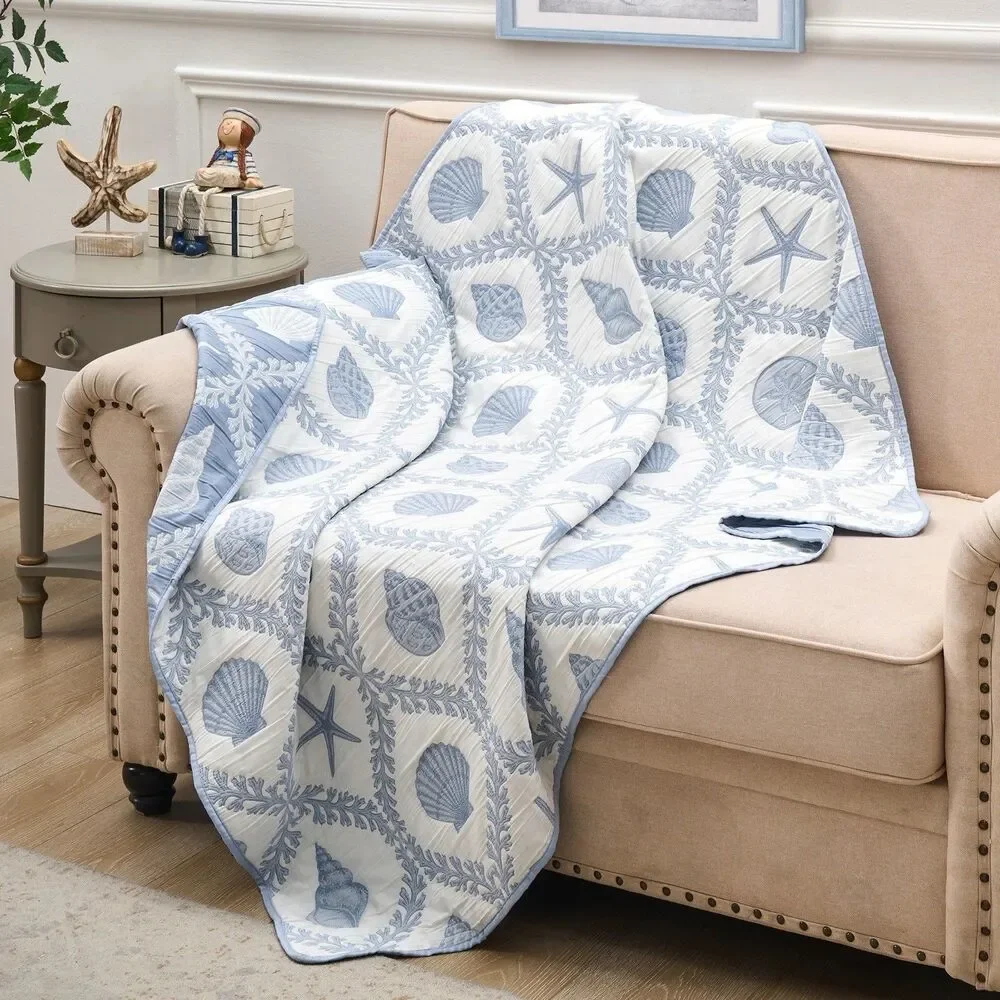 Greenland Home Fashions Laguna Seashells Reversible Matelassé Throw